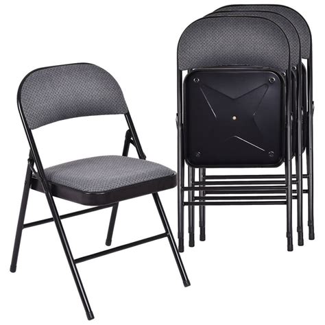 indoor padded fabric chair on metal frame|Set of 4 Deluxe Fabric Padded Folding Chairs with Frame .